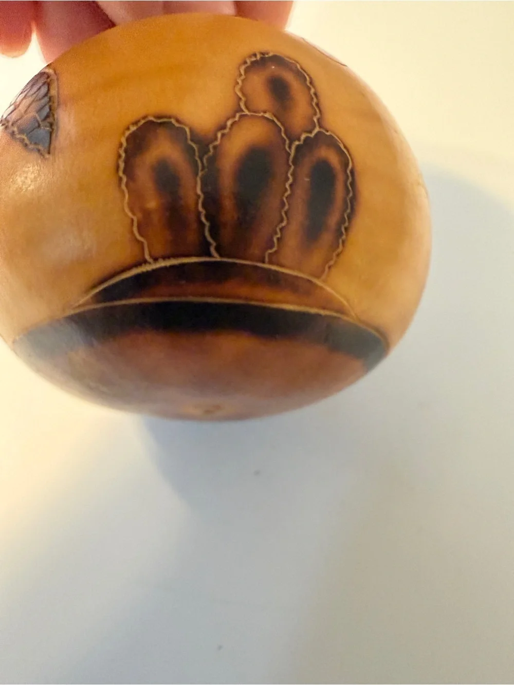 VTG Peruvian Handmade Sea Turtle Carved Christmas Gourd Ornament Signed P. Rojas